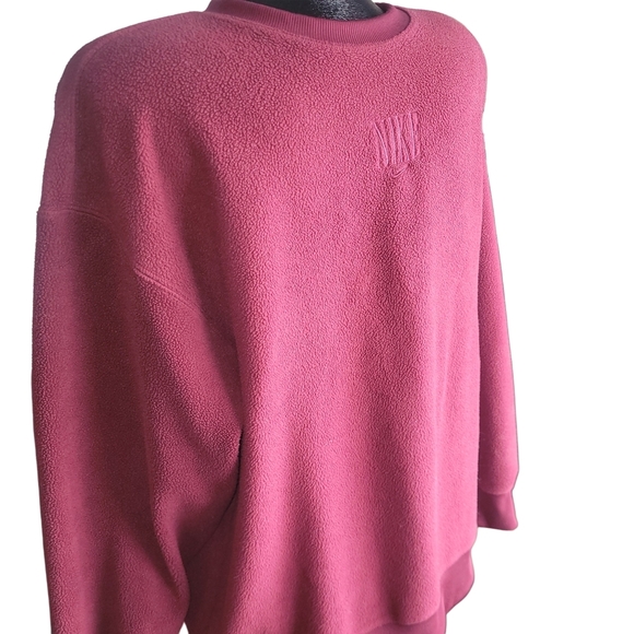 Nike Burgundy Fleece Crew Neck Sportswear Sweater L - Picture 3 of 5